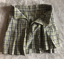 Women's Skirt Chain Buckle Plaid Streetwear Y2K E-Girl Goth Dark Mini Summer Patchwork