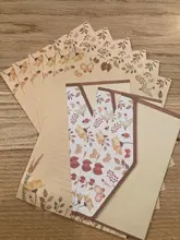 EZONE A5 6 uds papel de escribir + 3 uds juego de sobres patrón de flor hermosa página de la línea estilo literario y letras de papel