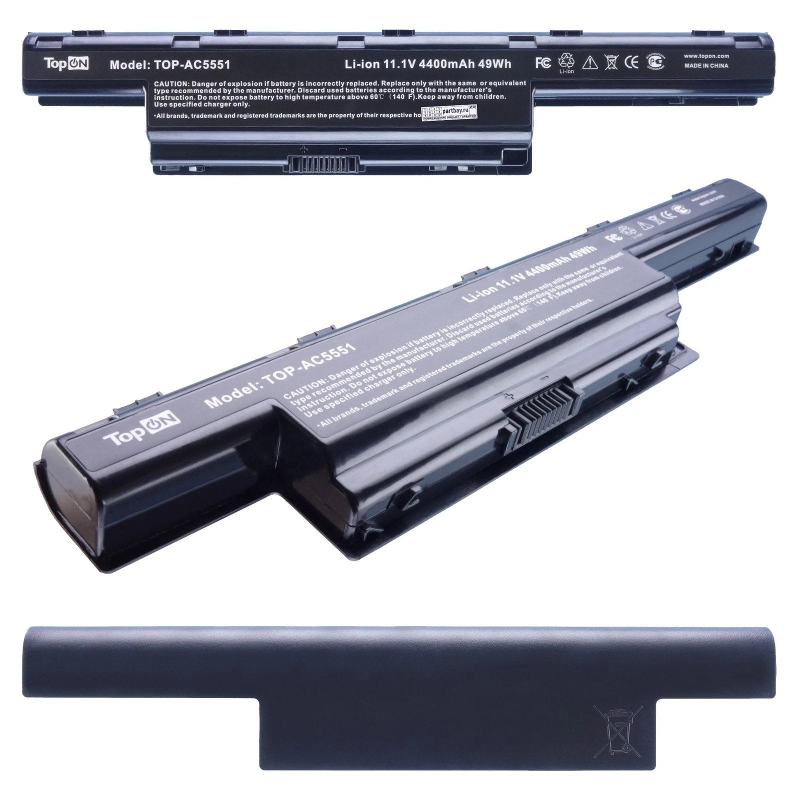 Аккумулятор для Packard Bell EasyNote TK11 11.1V 4400mAh 48Wh TopON |