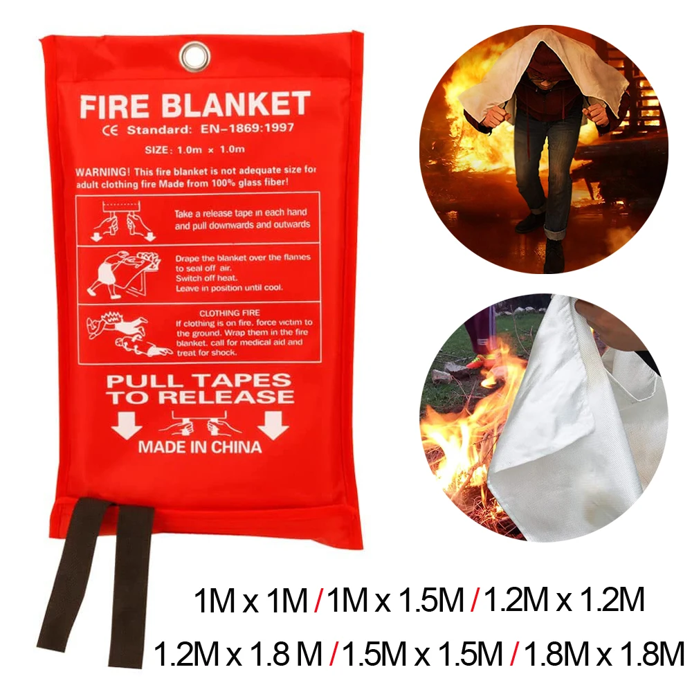 Fire Blanket Extinguisher Different Size for Optional Fiberglass Emergency  Survival Fire Blanket for Kitchen / Car / Grill / BBQ - AliExpress