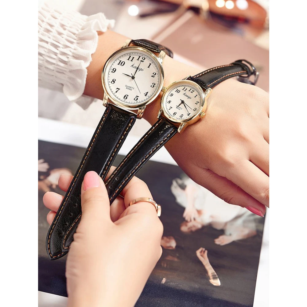 Часы парные для влюбленных модные повседневные кварцевые наручные с кожаным