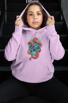 

Angemiel Wear Kurukafayı Enveloping Snake Pink Women 'S Hooded Sweatshirt