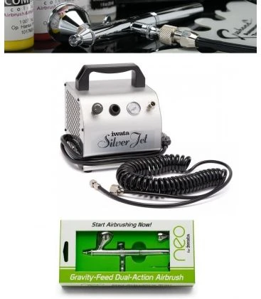 Iwata Modeller Airbrush Kit with Silver Jet Compressor