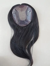 14Middle parte cabello humano Topper peluca para mujeres transpirable Base de seda con la trama de la máquina del Clips en el cabello tupé de mujer Remy pelo