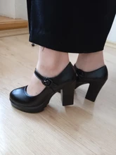 Zapatos de tacón alto cuadrados para mujer, plataforma con hebilla en la boca, zapatos de punta redonda, para primavera y verano