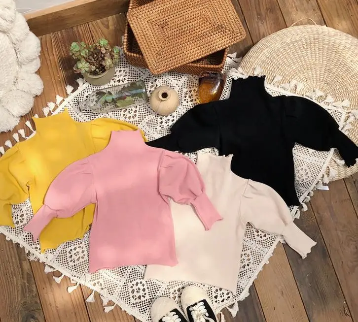 Одежда для маленьких девочек топы осень зима 2020 футболки с пышными рукавами