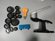 16 Uds herramienta de prensa de reloj con pilas para reloj Kit de herramientas de repuesto y troqueles de ajuste para reloj herramienta de retirada de Parte posterior reparación y Batte más cercano