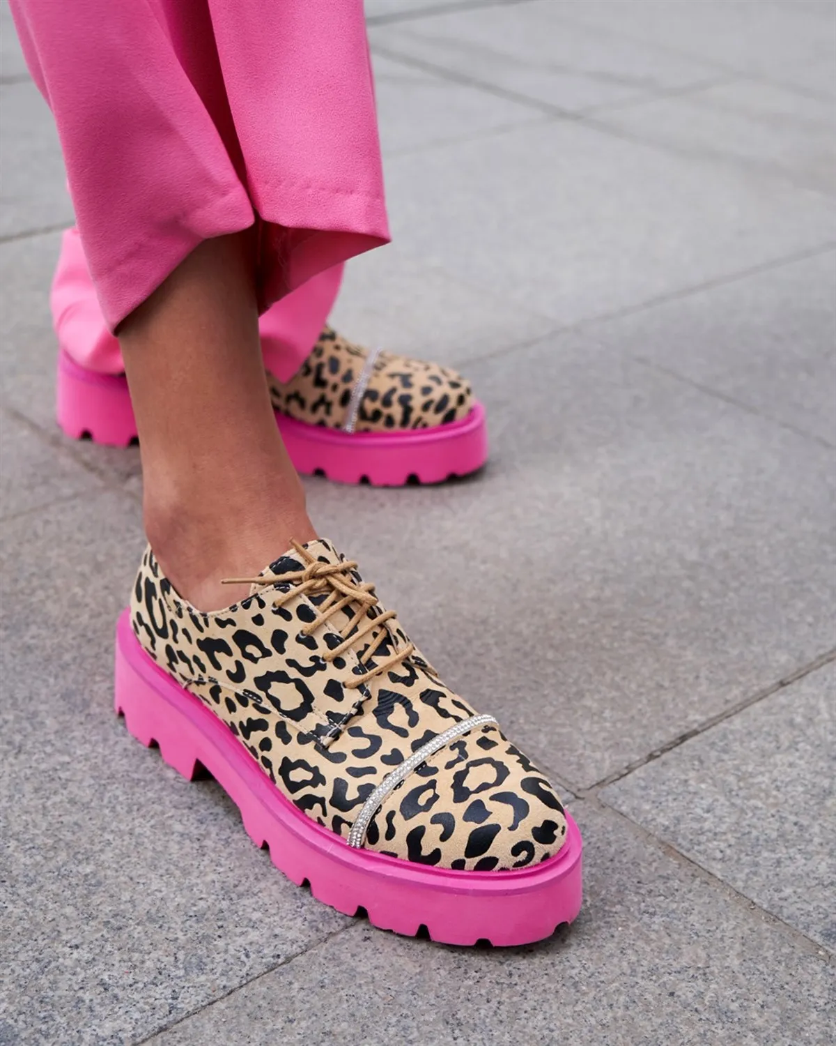 Roze Zool Luipaard Echt Leer Echt Suede Oxford 2021 Punk Ontwerp Schoenen  Vrouwen Lente Herfst Platform Schoenen Ronde Neus Slip zapatillas mujer  лоферы женские shoes Женские Балетки кроссовки женские sapatos femininos _ -
