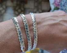 DOTEFFIL-collar de plata de ley 925 para mujer y hombre, cadena de 6mm con laterales completos de 18/20/24 pulgadas, joyería de compromiso de boda a la moda