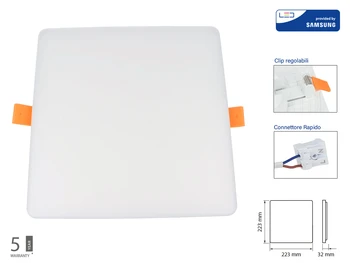 

Spotlight Led panel downlight square edge 24W neutral white hole adjustable from 75mm to 200mm SKU-743