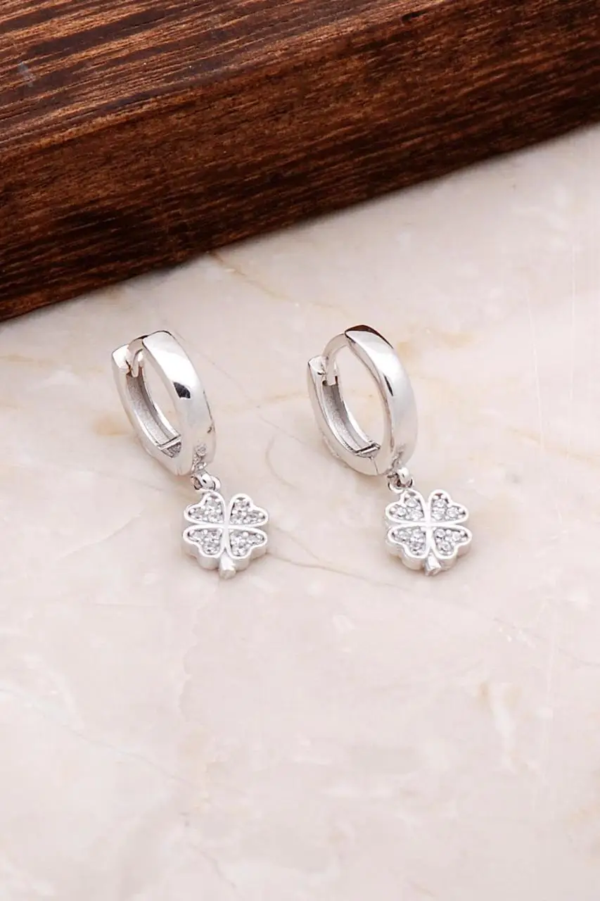 

Clover dangling silver ring earrings 4925 High Quality Hand Made Original Filigree Silver Jewellery Gift for Women