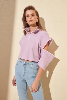 

Trendyol Zip Detail Crop Knitted Sweatshirt TWOAW20SW0029