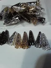 50 unids/lote Aleación de rodio Bugle cono grano tapas de cristal de dije de péndulo tapa final para la fabricación de la joyería DIY suministros hallazgos