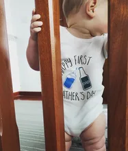 Body de algodón de manga corta para recién nacido, mono con estampado de feliz primer día del padre, trajes informales de verano
