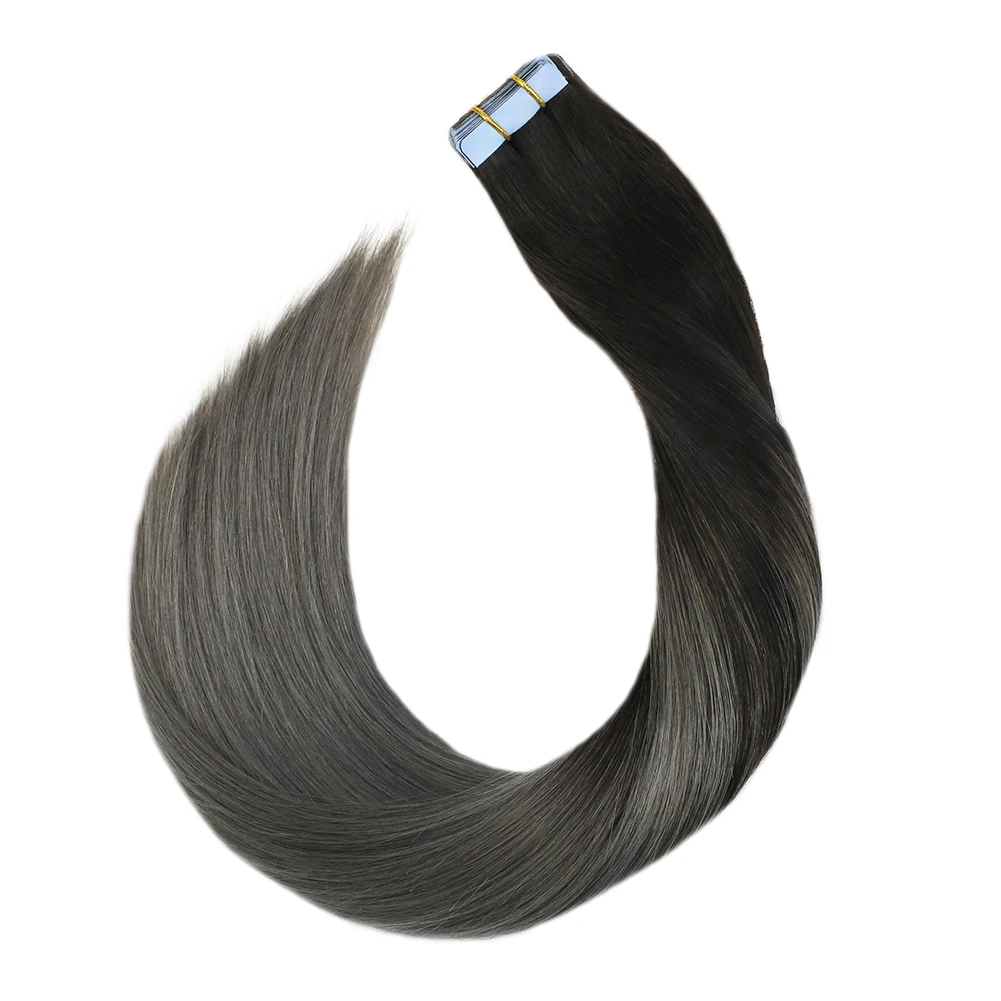Накладные человеческие волосы на ленте, серебристые волосы Balayage, Омбре, 14-24 дюйма, 20 P/40 P, бразильские волосы remy