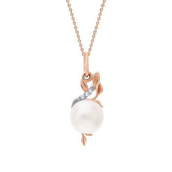 

Gold pendant with cubic zirconia and pearls cultured sunlight sample 585
