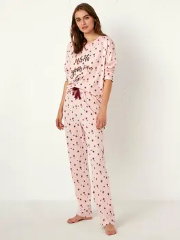 

İşıltılı Lettering Printed Pajamas set