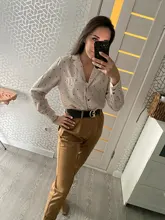 Casual Women Blouse Tops Collar Long-Sleeve Office-Work Printed Polka-Dot Fashion Ladies