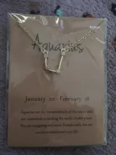 Signo del zodiaco de estrella de cartón para mujer, collares de constelación de 12, colgante de cristal dorado, collares de cadena de Gargantilla, joyería de regalo para cumpleaños