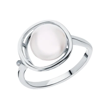 

Silver ring with pearls and cubic zirconia sunlight sample 925 test