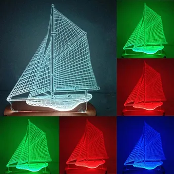 

N-027 Boat-3D USB led Eco-friendly lamp night light, hand, table night light, home decor,