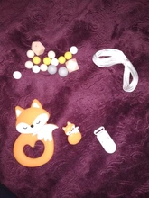 Juego de cuentas de silicona para dentición de roedores, sin BPA, Fox Rabbit, accesorios para manualidades, Clips de cadena de chupete, collar para niños, 1 Set
