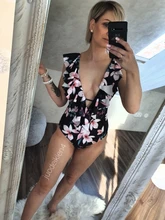 Bañador Sexy de una pieza para mujer, traje de baño de realce, Monokini con volantes, ajustable al hombro, 2021