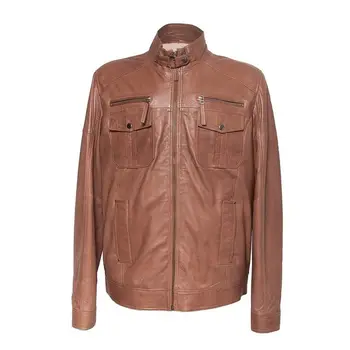 

Zerimar leather jacket for man with two pockets on the chest