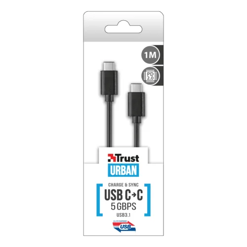 Кабель 21177 Trust UR USB3.1 USB-C USB-C 5Гб/с 1м 60Вт