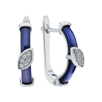 

Silver earrings with ceramics and cubic zirconium sunlight