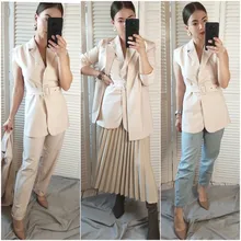 Pants Suit Blazer Solid-Vest Office Minimalism AMII Womens Autumn And Lapel Coat 12070325