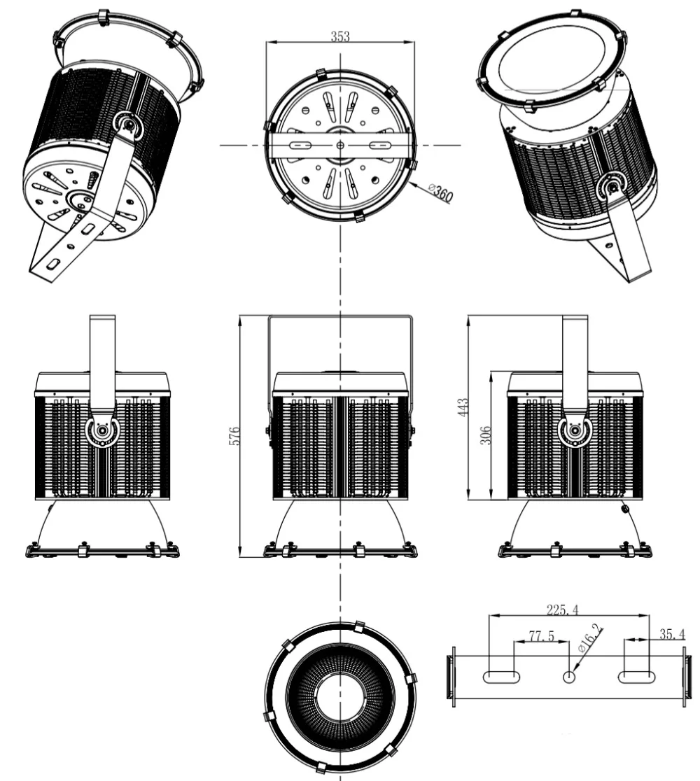 400W led projector size