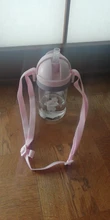 Botella de paja de agua potable con dibujos de animales para niños, Bola de gravedad, taza de bebé con correa para el hombro