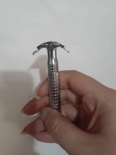 Maquinilla de afeitar con mango de acero y Metal para hombre, afeitadora de seguridad con doble filo, con paquete de viaje, 1 hoja