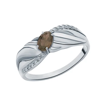 

Silver ring with раухтопазами and cubic zirconia sunlight sample 925