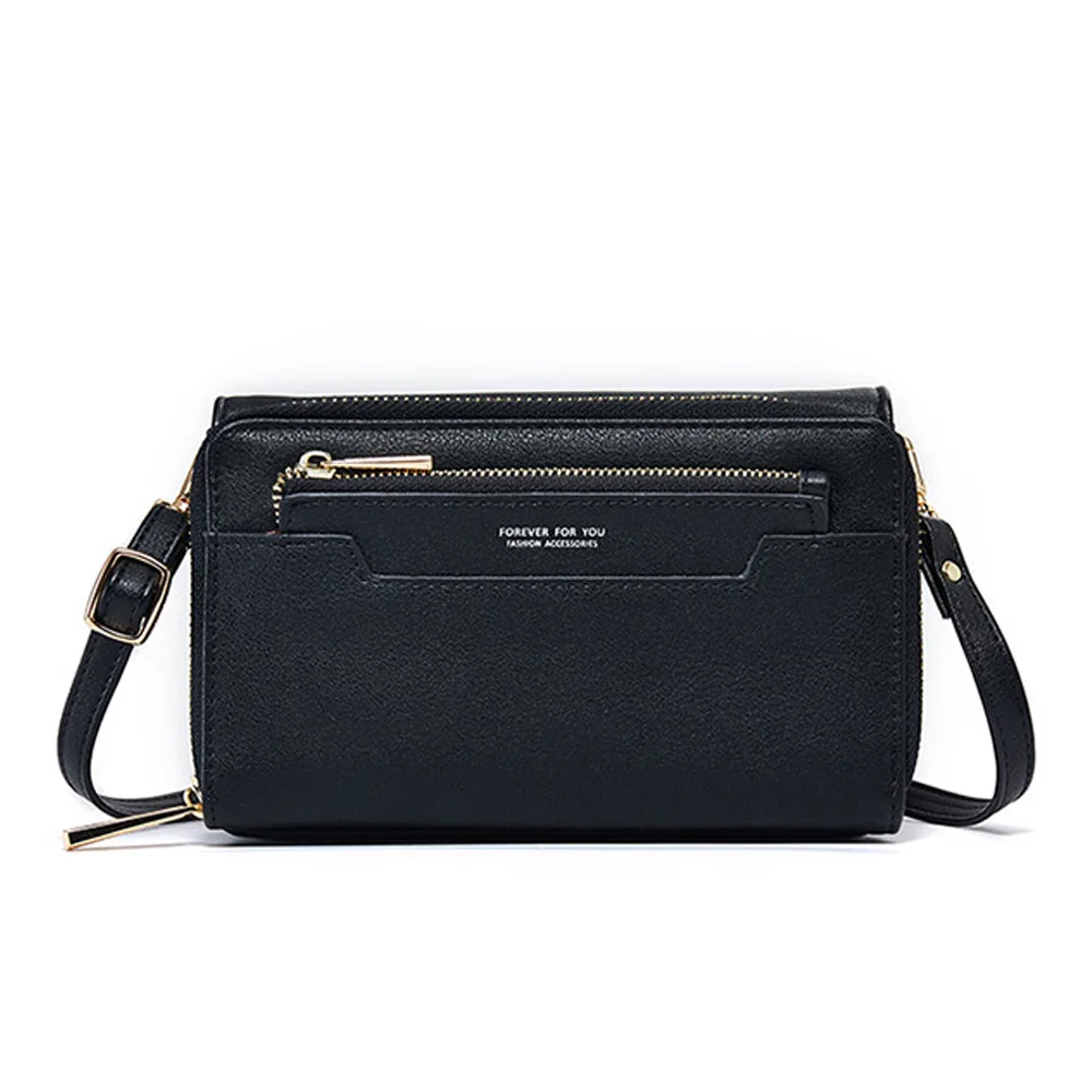 Сумки-мессенджеры через плечо женские сумки через плечо phonebag Sling Lady girl из искусственной кожи Модный кошелек дизайн черного цвета - Цвет: black