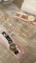 Conjunto de 5 uds. De relojes de lujo con hebilla magnética para Mujer, pulsera de cuarzo con diamantes de imitación y flores