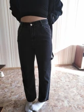 Women Jeans Cargo-Pants Wide-Leg Gray Loose Blue Girl Baggy High-Waist Straight Casual