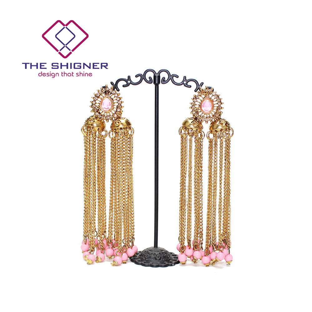 THE SHIGNER этнические индийские Золотые птичья клетка Jhumka Jhumki кисточкой Кристалл серьги индия, этно-стиль традиционные висячие серьги ювелирные изделия