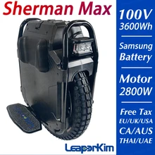 Leaperkim veterano sherman max monociclo elétrico sherman max 100.8v 3600wh monowheel 2800w fora de estrada de 20 polegadas ncr18650ga panasonic