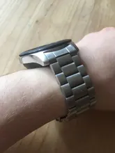 HQ-correa de reloj de acero inoxidable para Samsung Galaxy Watch, banda deportiva de SM-R800 de 46mm con extremo curvo, pulsera de plata y negro