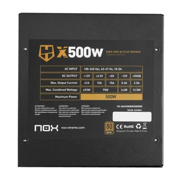 Игровой блок питания NOX NXHUMMERX500WBZ 500W