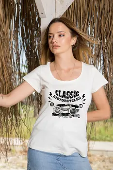

Angemiel Wear Classic Motorcycles Cotton Women 'S White T-Shirt
