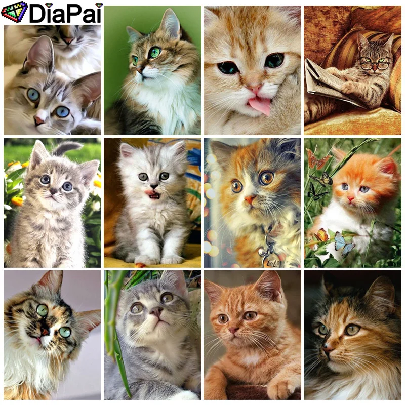 

Картина Стразы DIAPAI, Хрустальный декор, алмазная живопись «животное, кошка», 3D вышивка крестиком, алмазная вышивка