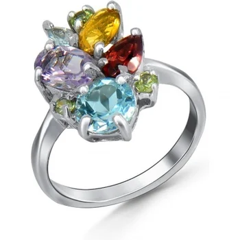 

Silver Wings ring with scatter of colored stones made of silver