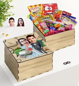 

Tailor-made In Wooden Box Marriage Caricature Of Nostalgic Lezzetler Gift Seti-1