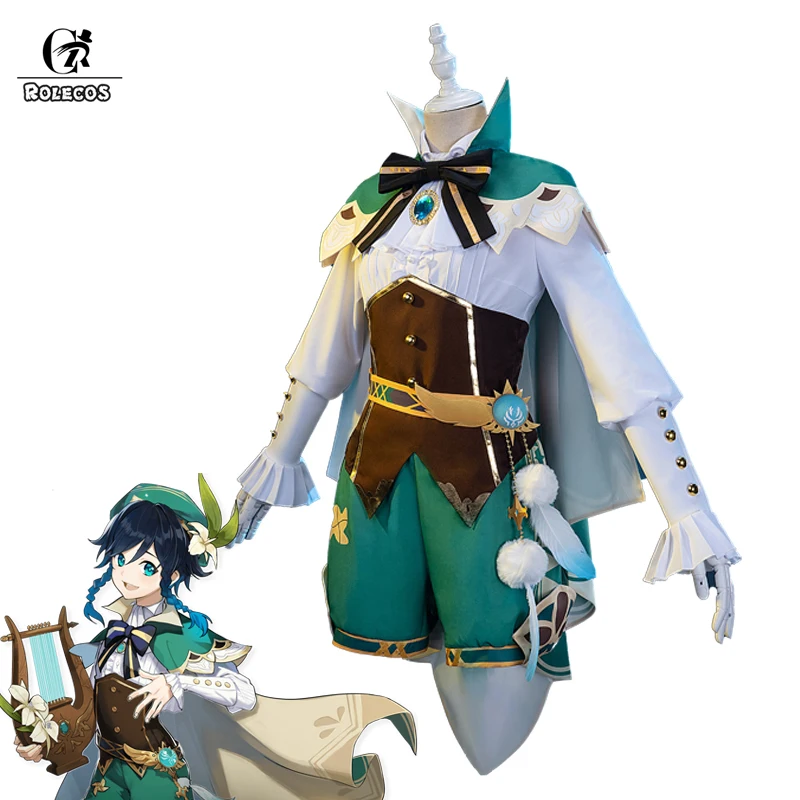 

ROLECOS Genshin Impact Venti Cosplay Costume Game Genshin Impact Cosplay Venti Costume Uniforms Cloak Hat Women Halloween Suit