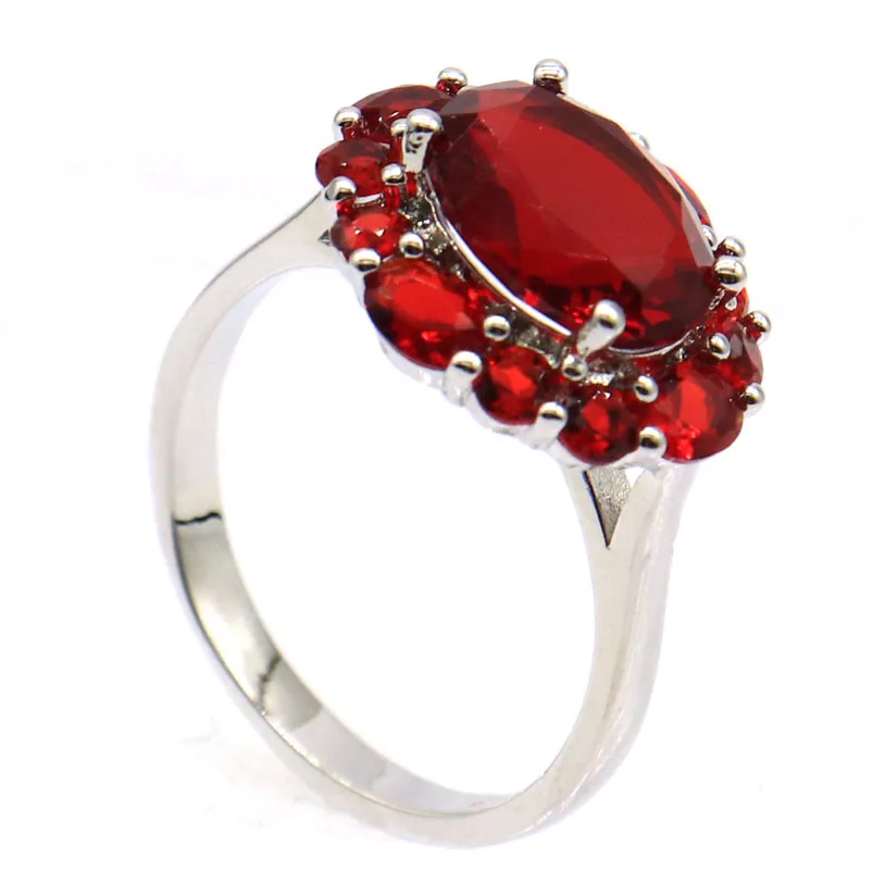 16x14 мм Потрясающие SheCrown красный кровяной Рубин подарок для девочек Европейский стиль серебряные кольца