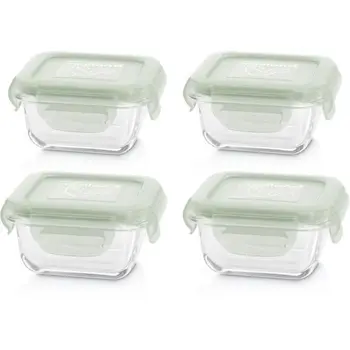 

MINILAND-Set of 4 glass containers square Set 4 chip natursquare