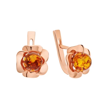 

Silver earrings with amber sunlight